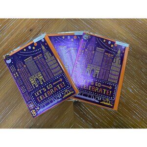 Lets Go Celebrate Urban Birthday Greeting Card Set With City Skyline & Vehicles